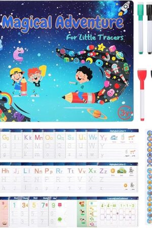 The Preschool Learning Workbook, Busy Book, Reusable Tracing Workbook, Fine Motor Control, Autism Learning Materials, Handwriting Practice for Kids, Learning & Education Toys