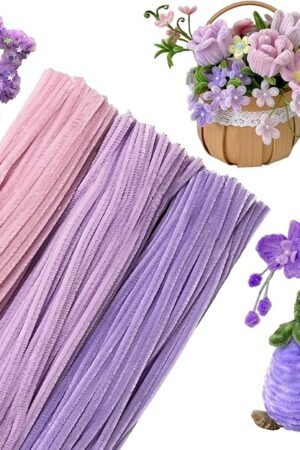 The Pipe Cleaners Craft 300PCS 3 Colors Purple Pipe Cleaners Bulk 30CM Limpia Pipas para Manualidades Fuzzy Wire Chenille Stems for Arts Crafts and Creative DIY Projects Decorations