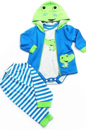 The Reborn Baby Doll Clothes Boy Crocodile Set for 17- 18 inch Reborn Doll Boy Blue Outfit Accessories 3pcs