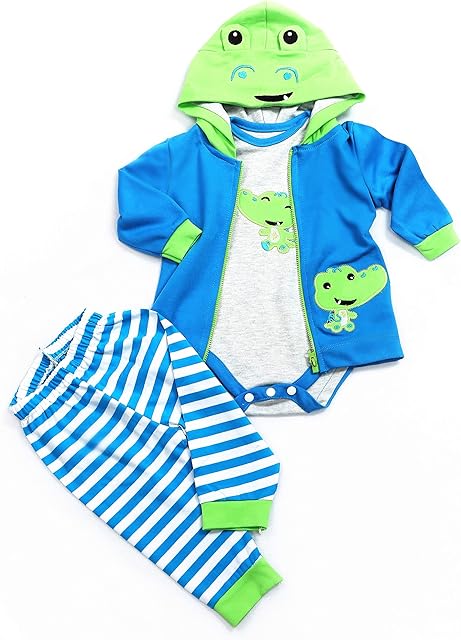 The Reborn Baby Doll Clothes Boy Crocodile Set for 17- 18 inch Reborn Doll Boy Blue Outfit Accessories 3pcs