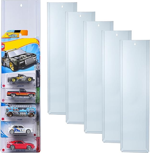 The 5 Pcs Diecast Display Case for Hot-Wheels Match-Box,Toy Car Storage Organizer,Compatible with Hot-Wheels Match-Box Packaged Cars,Packaged Cars Display Wall Mount (5pcs)