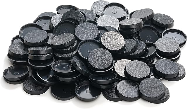 The 25mm Textured Plastic Round Bases or 0.98inch Wargames Table Top Games 120 Count