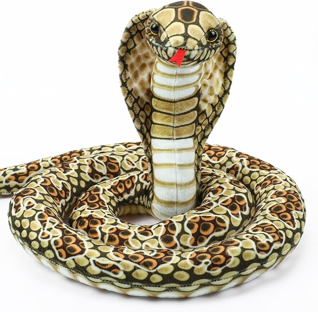 The Romart Cobra Snake Stuffed Animals: 67-inch Large Realistic Cobra Plush Toy Giant Long Lifelike Stuffed Animals Snake Plushie Gifts for Kids Boys Girls Christmas, Wild Animals Party Decor (Brown)