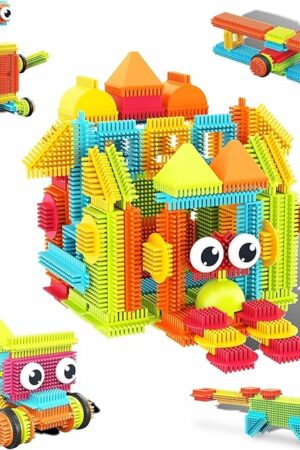 The PicassoTiles 120pcs Hedgehog Interlocking Building Blocks Tiles Construction Toy Set Learning Playset STEAM Development Preschool Kindergarten Toy for Kids Age3+ PTB120