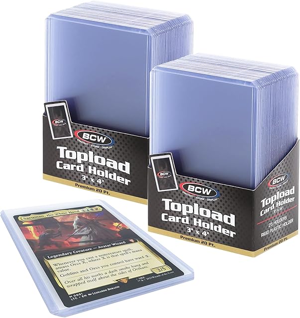The BCW Premium 3x4 Topload Card Holders – 50 Pack | Ultra-Clear 20PT Rigid PVC Protectors | Heavy-Duty Card Holders for Standard Trading Cards, Sports Cards, MTG, Pokémon & More