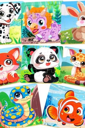 The Puzzles for Toddlers 2-4, 9 Piece Animal Wooden Jigsaw Puzzles for Kids Ages 4-6 Year Old, Children Learning Educational Puzzles Toys for Boys and Girls (8 Packs)
