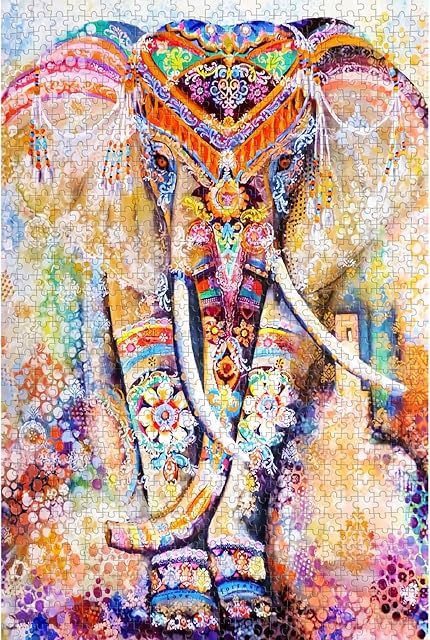 The najiaxiaowu Jigsaw Puzzles 1000 Pieces Adults Puzzles Children Puzzles Colored Elephant DIY Wooden Puzzle Modern Home Decor Wall Art Unique Gift 75x50 cm
