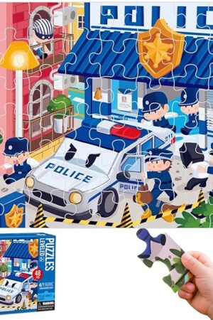 The Puzzles for Kids Ages 4-6, Police Car Kids Jigsaw Puzzle, Puzzles Toys Gifts for 4-6 Years Old Boys Girls(48Piece, 8.8 * 6.6 Inch)