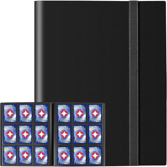 The GEAoffice Trading Card Binder, 9 Pockets Card Album Folder, 360 Side Loading Pocket Binder for Sports&Game Cards, MTG and Other TCG, BLACK
