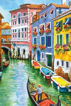 The Ravensburger Gondola Ride 300Piece Large-Format Puzzle | Vibrant Venetian Scenery by Nancy Wernersbach | Matte Finish for Enhanced Visuals | Eco-Friendly Materials