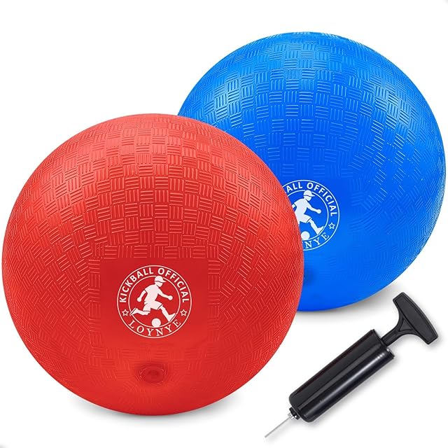 The 10 Inch Dodgeball Balls Playground Ball Kickball, Dodge Balls for Kids, Kickballs Handball for Indoor Outdoor Games Four Square Balls, Includes Pump
