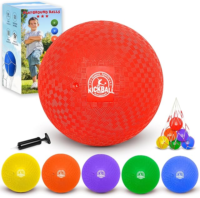 The 8.5 Inch Kickball Set, Dodgeballs 6 Pack,12 Pack,Playground Balls for Kids&Adults, Bouncy Balls Includes Pump and Storage Bag, Handball for Outdoor & Indoor Games, Boys and Girls Gift with Gift Box