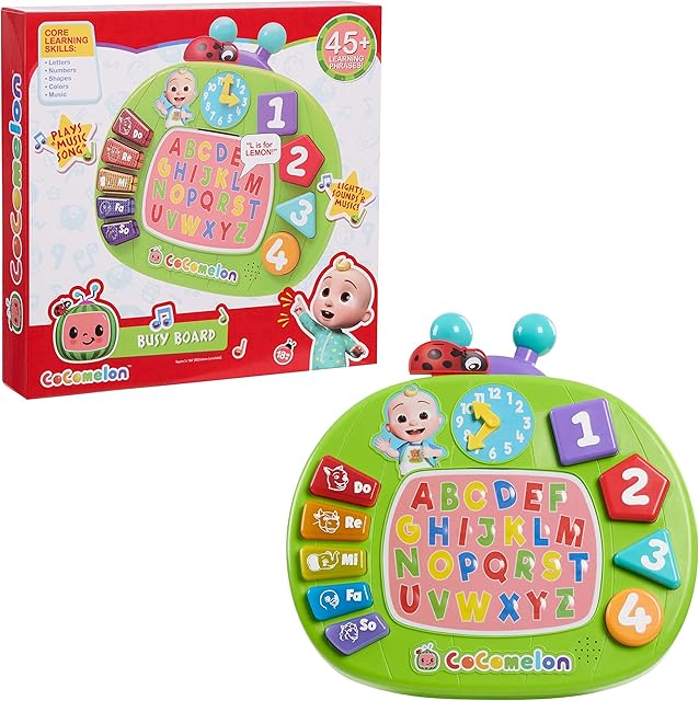The Just Play CoComelon Learning Melon Busy Board, Over 45 Phrases, Preschool Learning and Education, Kids Toys for Ages 18 Month, Amazon Exclusive