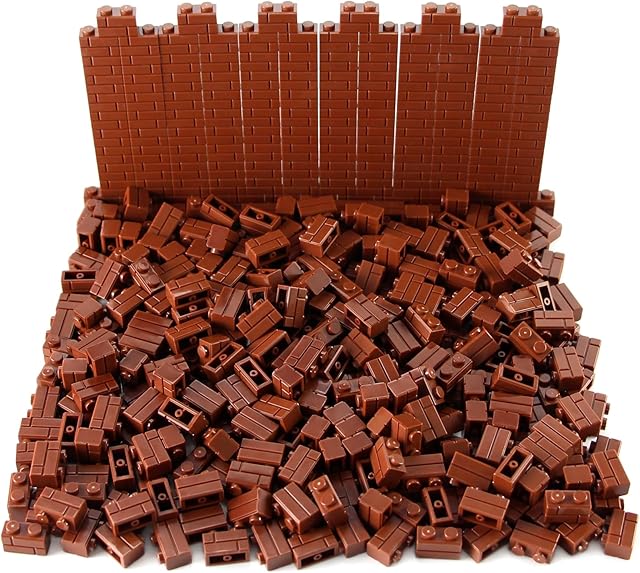 The Feleph 360 Pieces 1x2 Masonry Profile Bricks Building Blocks for Wall Parts and Pieces Diverse Bulk Toy Set Compatible with Major Brands (Reddish Brown)