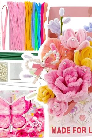 The Pipe Cleaner Flower Supply Kit for Craft Art Project Activity, DIY Flower kit, The Great Gift for Mother's Day, Valentine's Day, and Various Anniversaries