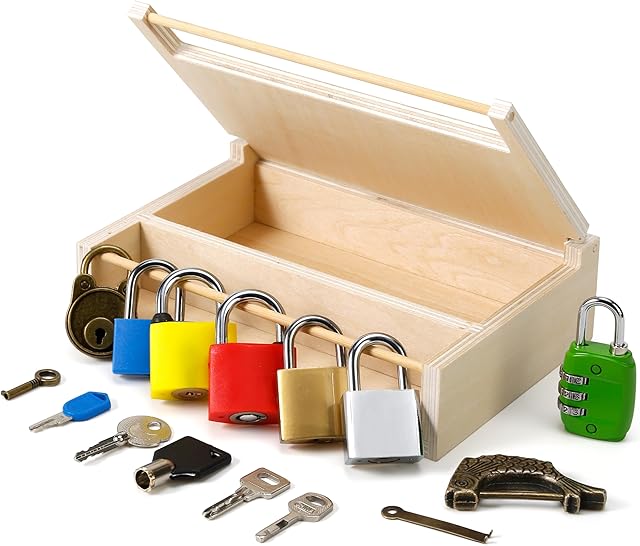 The 8 PCS Montessori Lock and Key Toy, Montessori Toys for 3 4 5 Year Old, Kids Tool Set, Montessori Materials Preschool Learning Sensory Toy, Fine Motor Skills, STEM Toys for Toddlers Kids
