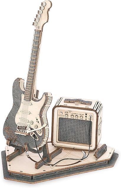 The Rowood 3D Puzzles for Adults, DIY Wooden Model Kit for Adults to Build, STEM Electric Guitar Desk Toy Project, Birthday