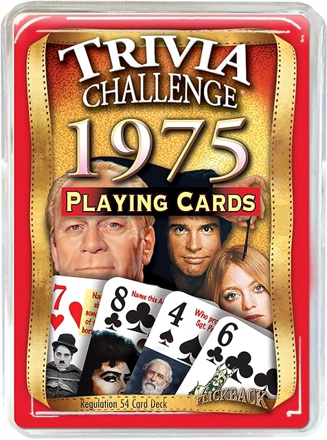 The 50th Birthday Trivia Cards – 1975 Flickback Deck – Gift for Men or Women Born in 1975 – Fun 50th Birthday Game, Vintage 1975 Playing Cards with Trivia Questions – Gift for Mom Dad Husband Wife