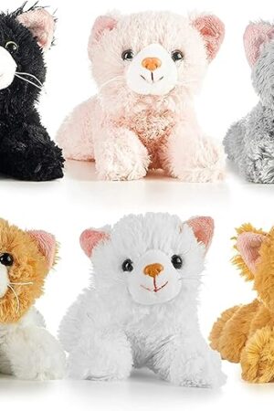 The PREXTEX Realistic Looking Small Cat Stuffed Animal - 6 inch Stuffed Kittens with Lifelike Details - Plush Cat Set for Kids, Pet Toys, Home Decor, or Cat Lady Costume - Soft and Huggable - 6 Pack