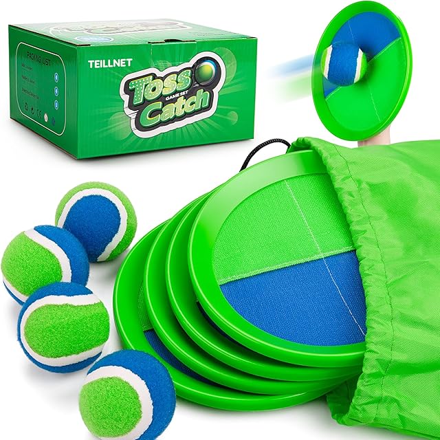 The Toss and Catch Ball Set Upgraded - Kids Toys Outdoor Games for Whole Family - Water-Resistant Great for Beach Pool Yard Games - Classic Gift for Boys Girls 3 4 5 6 7 8 9 10 11 12+ Years Old