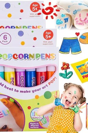 The Priormer Magic Puffy Pens, 6 Colors Puffy Magic Markers, Print Bubble Pen Puffy 3D Art Safe Pen, Magic Colour DIY Bubble Popcorn Drawing Pens, for Arts & Crafts Supplies (2P)