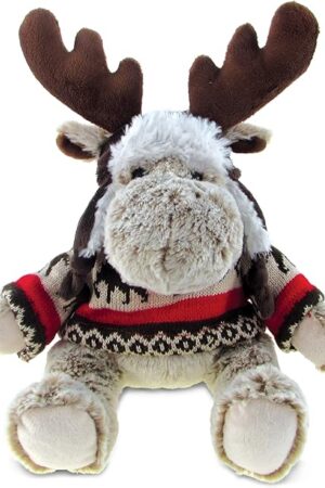 The Puzzled DolliBu Plush Moose Stuffed Animal - Soft Huggable Moose with Sweater and Hat, Adorable Playtime Plush Toy, Wild Life Cuddle Gifts for Kids and Adults - 9 Inches