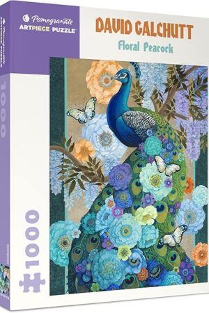 The Pomegranate 1000-Piece Jigsaw Puzzle for Adults, David Galchutt's Floral Peacock, Matte Finish, Snug Fit