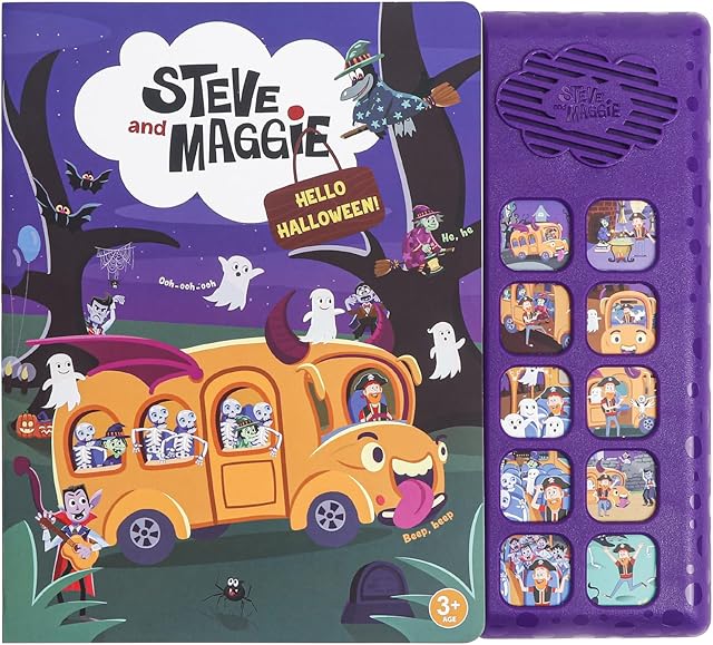 The Steve and Maggie Sing-Alongs 10-Button Safe & Sound Book | Interactive Halloween Toys for Kids Ages 3-8 | Learning Books with Music Gifts for Boys & Girl