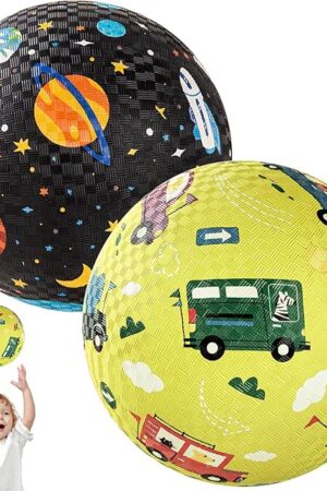 The PlayZap 2 Pack Playground Balls for Kids, Planet & Vehicle Kickballs for Toddlers 1-8, 8.5 in Rubber Balls with Pump, Indoor & Outdoor Dodgeball Toys for Boys & Girls Gifts