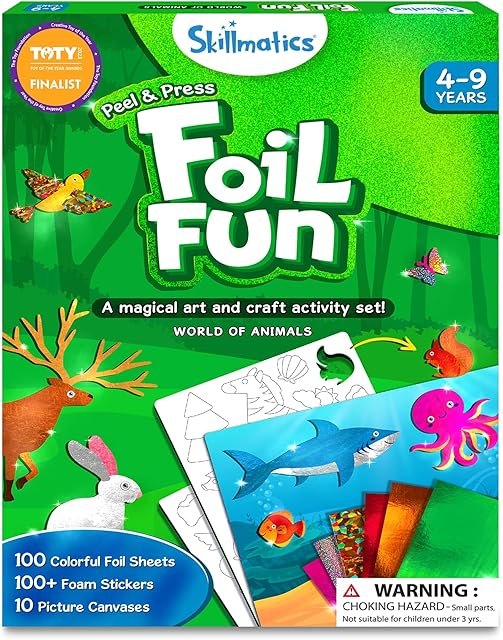 The Skillmatics Foil Fun - Animals, No Mess Art for Kids, Travel Toys, Craft Kits, DIY Creative Activity, Gifts for Boys & Girls Ages 4, 5, 6, 7, 8, 9
