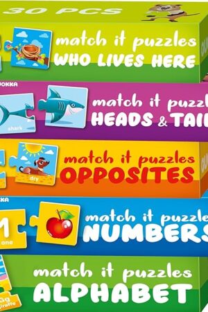The QUOKKA 5X MEGASET Puzzles for Toddlers 3-5 - Matching Games for Kids Ages 2-4 - Numbers Animals Opposites ABC Learning for Toddlers 1-3 Year Old - Educational Toy Activities for Boy and Girl