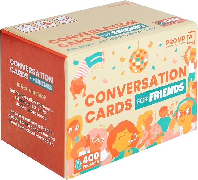 The 400 Conversation Cards for Friends – Funny Get to Know You Game With Open-Ended Questions to Spark Laughter, Stories, and Deeper Friendships - Great for Game Night and Hangouts - 2.5" x 1.75" Cards