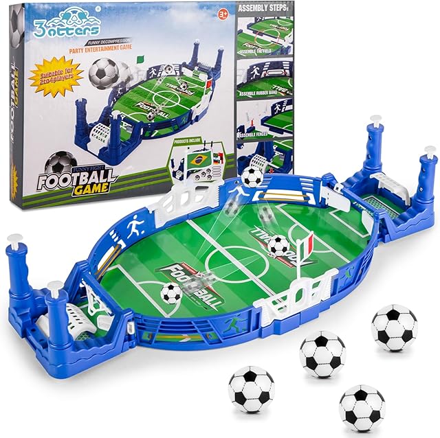 The 3 otters Mini Soccer Board Game for Kids 8-12, Tabletop Foosball Game Set, Interaction Soccer Toys for Family Party Indoor Fun, Perfect Birthday Sports Gift for Boys Girls