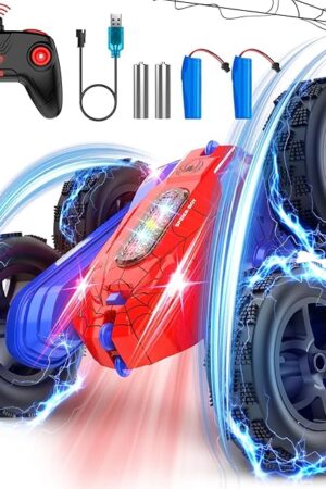The Remote Control Car, Double-Sided 360 ° Flipping Rotating RC Car, RC Stunt Car with Colorful LED Lights, 4WD RC Toy Car for Boys Age 8-12 and Boys Girls Birthday Present