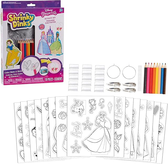 The Shrinky Dinks Disney Princesses Kit, Includes 15 Shrinky Dinks, Arts and Crafts for Kids, Kids Toys for Ages 5 Up by Just Play