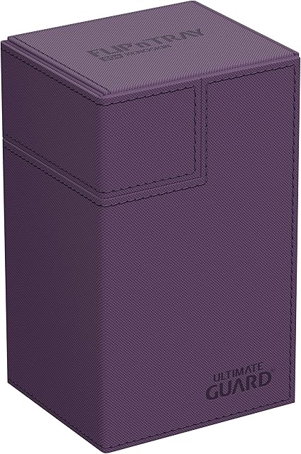 The Ultimate Guard Flip'n'Tray 80+, Deck Case for 80 Double-Sleeved TCG Cards + Dice Tray, Purple, Independent Magnetic Closure & Microfiber Inner Lining