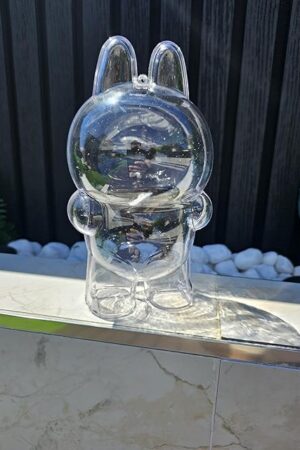 The Protective Case Compatible with LABUBU Doll - Crystal-Clear Hard Display Box with Keychain & Dustproof Cover, Secure Backpack Hooks for Outdoor Display (Doll Not Included) （Standing）