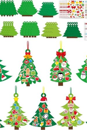 The Qyeahkj 54 Sets Christmas Tree DIY Ornaments Craft Kit for Kids Toddlers Christmas Hanging Art Project Paper Ornaments Making Crafts for Preschool Kids Ages 4-8, 8-12 for Xmas Party Favors, 9 Styles