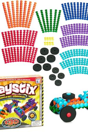 The POPULAR PLAYTHINGS Playstix Vehicles Set Construction Toy Building Blocks 130 Piece Kit