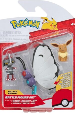 The Pokémon PKW3737 Battle Figure Set - Eeve, Gladiantri, Smettbo, Official Figure Set