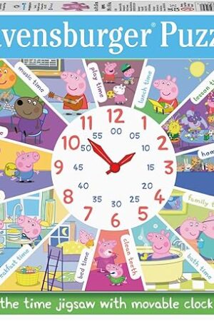 The Ravensburger Peppa Pig: Tell The Time 60 Piece Clock Jigsaw Puzzle for Kids - Screen-Free Activity Boosts Concentration and Focus - MESH Accredited