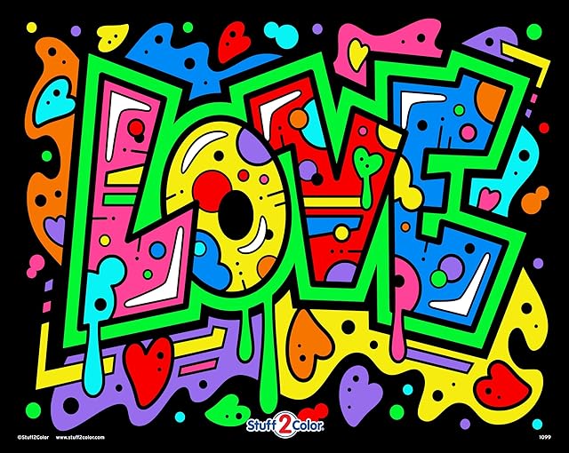 The Graffiti Love - Fuzzy Coloring Poster - All Ages Coloring for Kids, Toddlers, Teens, and Adults (Great for Arts and Crafts Coloring Time, After School, or as a Family Activity)