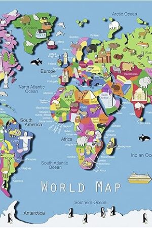 The Ravensburger World Map Jigsaw Puzzle | 60 Unique Pieces | Ideal for Kids | Skill-Enhancing Excellent Gift for Birthdays and Holidays