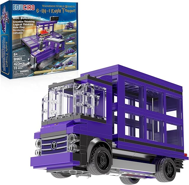 The Educiro Harry World 6 in 1 Car Toys Building Set Gifts for Kids, Girls, and Boys Ages 6-12 (423pcs),Sports Car,Van Truck,Harry's Truck,Knight Lxury Car,Wagon,Magic Express