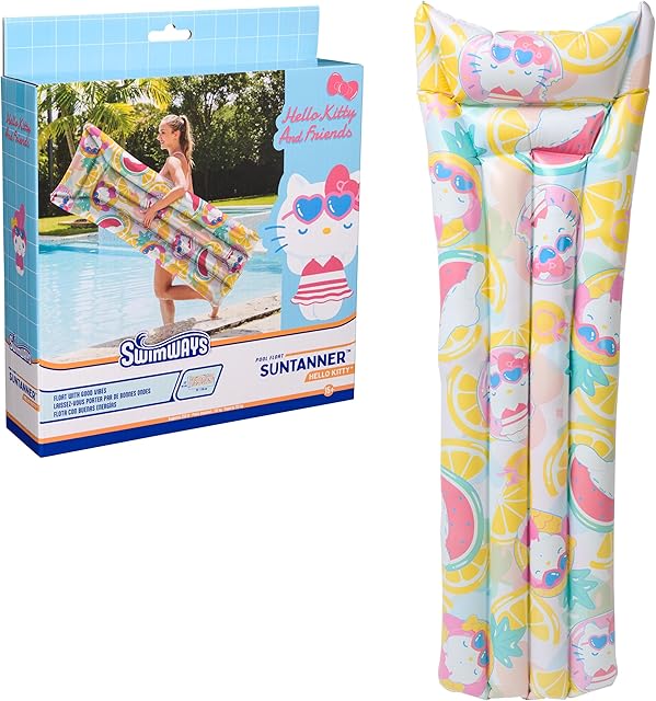The Swimways Hello Kitty Suntanner Pool Float, Inflatable Pool Floats & Kids Pool Toys, Swimming Pool Accessories & Beach Essentials for Teens Aged 14 & Up