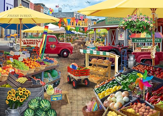The Wonder Forge Farmer's Market Day 1000 Piece Jigsaw Puzzle for Adults | Unique, Perfectly-Fitting Pieces | Fun, Vibrant Imagery | Amazon Exclusive