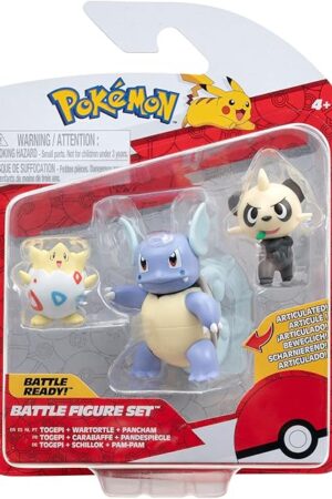 The Pokémon 3 Pack-Features 2-Inch Pancham and Togepi and 3-Inch Wartortle Battle Figures