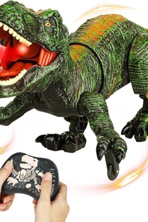 The Remote Control Robot Dinosaur Toys for Kids 5-7,2.4G Electronic RC Walking Dinosaur Pet for Boys 4-7 with Spray & Light & Roar,Large Dino Toys for Kids 3-5 Year Old Christmas Birthday Gift (Green)