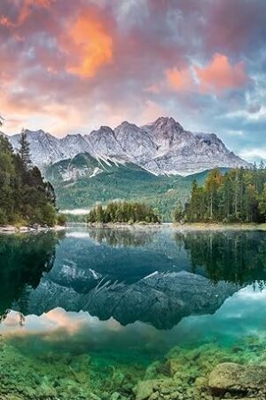 The Ravensburger - Eibsee Lake, Germany - 1000 Piece Jigsaw Puzzle - Stunning, Peaceful Lake at Sunrise - Majestic Mountains & Lush Forest - Ideal Gift - Frameable Art - Puzzles for Adults