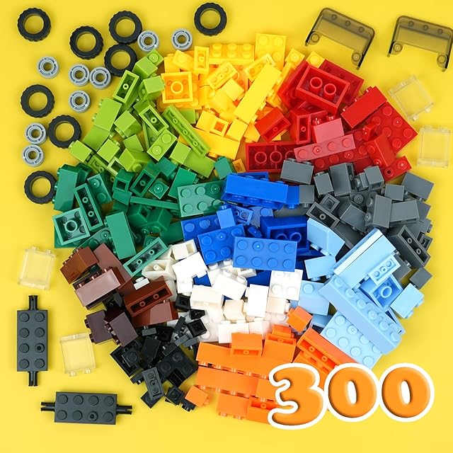 The 320-Piece Building Blocks Set, Creative Classic Bulk Bricks Toy, Wheels and Axle Car Accessories, Compatible with All Major Brands